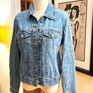 Frenchkuff, Stylish Embellished Jean Jacket, Button-Front, Exclt Cond.,Size Med
